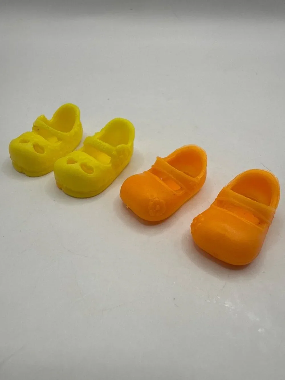 Vintage Doll Shoes Lot Yellow Heart Mary Janes & Orange Flats Slide On